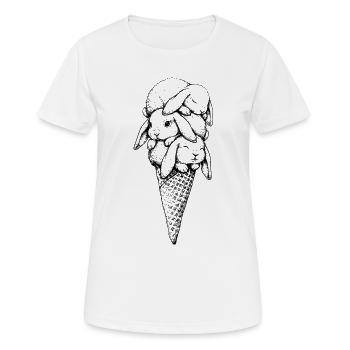 Häschen Eiscreme - Frauen T-Shirt atmungsaktiv - Weiß - Vorne - AI Model Female 172 dark (172cm)
