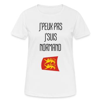 j'peux pas j'suis normand - Normandie - T-shirt respirant Femme - blanc - Devant - AI Model Female 172 dark (172cm)