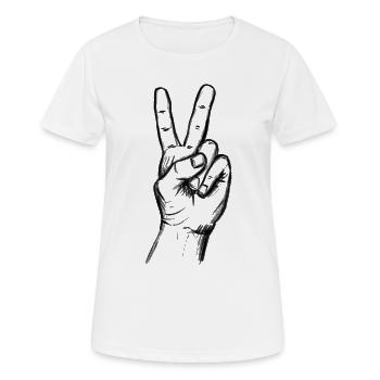Victory Handzeichen – Illustration - Frauen T-Shirt atmungsaktiv - Weiß - Vorne - AI Model Female 172 dark (172cm)