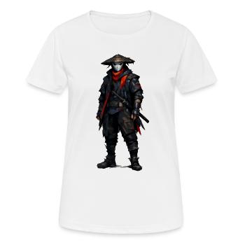 Samouraï de l’ombre avec une écharpe rouge - T-shirt respirant Femme - blanc - Devant - AI Model Female 172 dark (172cm)