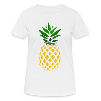 Ananas Tropenprint  - Frauen T-Shirt atmungsaktiv - Weiß - Vorne - AI Model Female 172 dark (172cm)