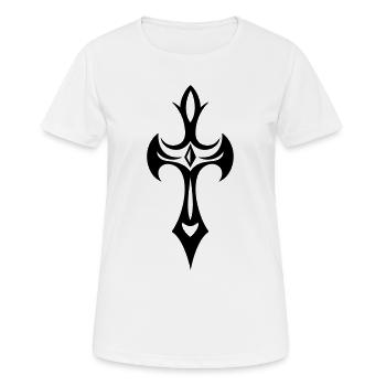 Kreuz mit Edelstein, Zacken und Dornen - Frauen T-Shirt atmungsaktiv - Weiß - Vorne - AI Model Female 172 dark (172cm)