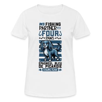 Angeln und Epagneul Bleu de Picardie - Frauen T-Shirt atmungsaktiv - Weiß - Vorne - AI Model Female 172 dark (172cm)