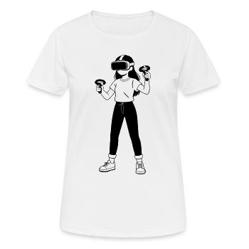 VR Gamer - Frauen T-Shirt atmungsaktiv - Weiß - Vorne - AI Model Female 172 dark (172cm)
