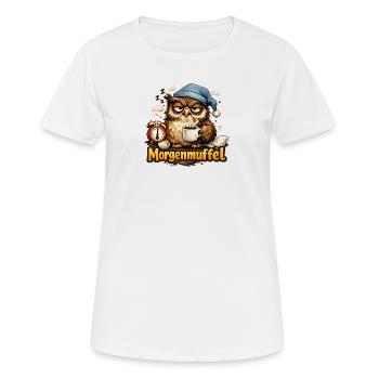Morgenmuffel Eule mit Kaffee - Frauen T-Shirt atmungsaktiv - Weiß - Vorne - AI Model Female 172 dark (172cm)