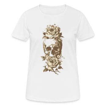 Design de tatouage Crâne et Roses - T-shirt respirant Femme - blanc - Devant - AI Model Female 172 dark (172cm)