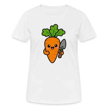 Karotte mit Gartenschaufel Cartoon - Frauen T-Shirt atmungsaktiv - Weiß - Vorne - AI Model Female 172 dark (172cm)