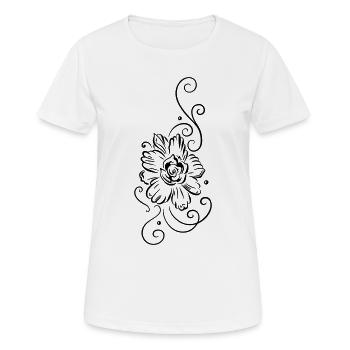 Large blossom with tribal ornament, feminine - Women's Breathable T-Shirt - white - Front - AI Model Female 172 dark (172cm)