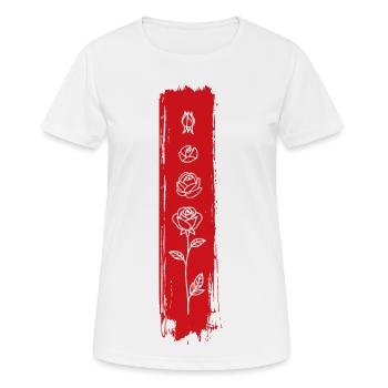 Vertikale Rosen-Pinselkunst - Frauen T-Shirt atmungsaktiv - Weiß - Vorne - AI Model Female 172 dark (172cm)