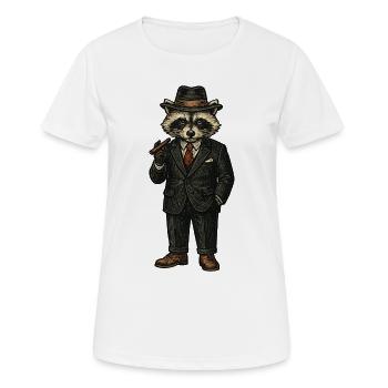 Eleganter Mafiaboss Waschbär im Anzug mit Hut - Women's Breathable T-Shirt - white - Front - AI Model Female 172 dark (172cm)