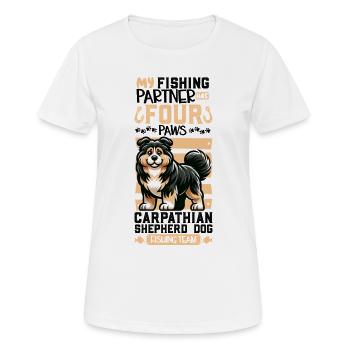 Chien de pêche et de berger des Carpates - T-shirt respirant Femme - blanc - Devant - AI Model Female 172 dark (172cm)