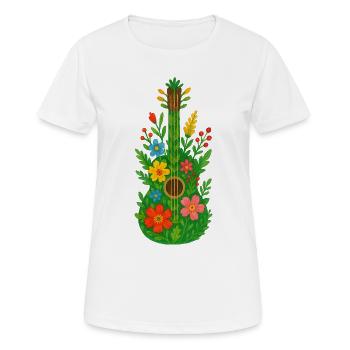 Floral Guitar Aquarell Bloom - Frauen T-Shirt atmungsaktiv - Weiß - Vorne - AI Model Female 172 dark (172cm)