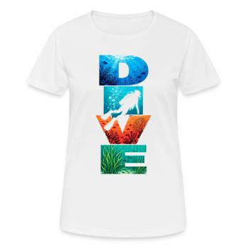 Art de lettres sous-marines en plongée - T-shirt respirant Femme - blanc - Devant - AI Model Female 172 dark (172cm)