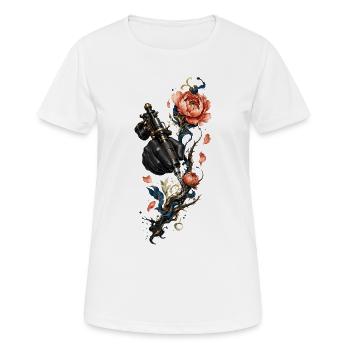 Steampunk Needle and Flowers - Women's Breathable T-Shirt - white - Front - AI Model Female 172 dark (172cm)
