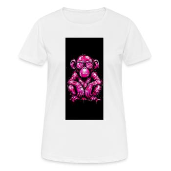 Rosa Graffiti-Affe mit Brille - Frauen T-Shirt atmungsaktiv - Weiß - Vorne - AI Model Female 172 dark (172cm)