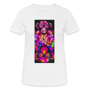 Neon-Psychedelische Affen-Pop-Kunst - Frauen T-Shirt atmungsaktiv - Weiß - Vorne - AI Model Female 172 dark (172cm)