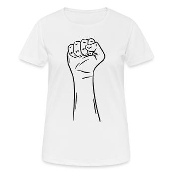 main poing 2 / poing / combat / protestation - T-shirt respirant Femme - blanc - Devant - AI Model Female 172 dark (172cm)
