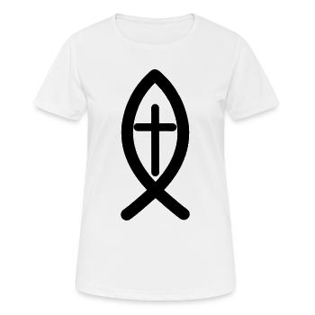 Symbole de Jésus - T-shirt respirant Femme - blanc - Devant - AI Model Female 172 dark (172cm)