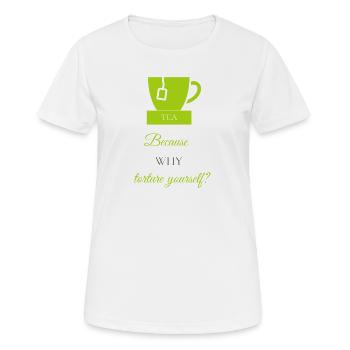 TEA-RIFFIC (Limette + Grau) - Frauen T-Shirt atmungsaktiv - Weiß - Vorne - AI Model Female 172 dark (172cm)