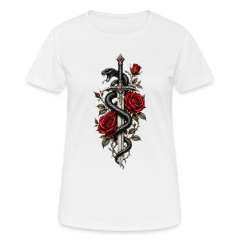 Sword Roses Snake - Women's Breathable T-Shirt - white - Front - AI Model Female 172 dark (172cm)