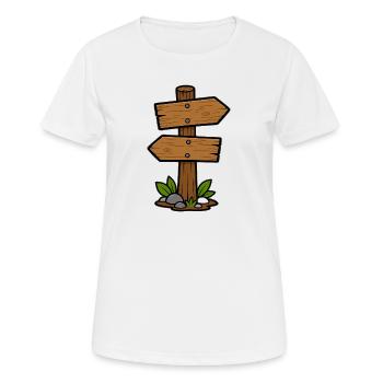 Enseigne en bois dans la forêt – style bande dessinée - T-shirt respirant Femme - blanc - Devant - AI Model Female 172 dark (172cm)