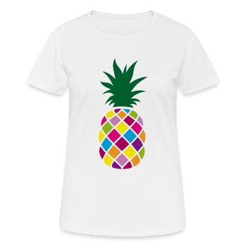 Ananas bunt Sommer Party exotisch Urlaub Fun Farbe - Frauen T-Shirt atmungsaktiv - Weiß - Vorne - AI Model Female 172 dark (172cm)