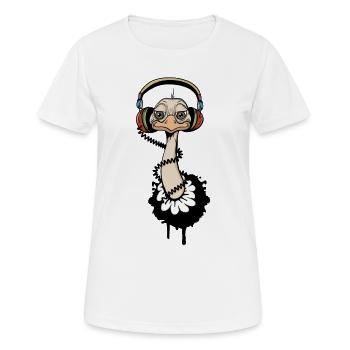 Une autruche avec un casque - T-shirt respirant Femme - blanc - Devant - AI Model Female 172 dark (172cm)