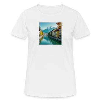 Alpine Canal and Colorful Village - Women's Breathable T-Shirt - white - Front - AI Model Female 172 dark (172cm)