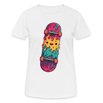 Flame Skateboard Laughing Face - Women's Breathable T-Shirt - white - Front - AI Model Female 172 dark (172cm)