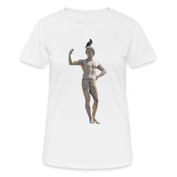 römische Statue mit Taube auf dem Kopf - Frauen T-Shirt atmungsaktiv - Weiß - Vorne - AI Model Female 172 dark (172cm)