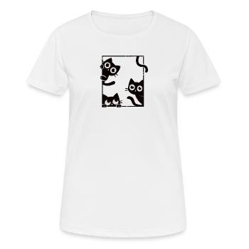Curious Cats - Felines In Frame - Women's Breathable T-Shirt - white - Front - AI Model Female 172 dark (172cm)