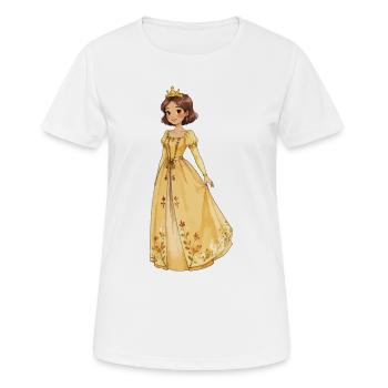 Robe de princesse jaune avec des fleurs - T-shirt respirant Femme - blanc - Devant - AI Model Female 172 dark (172cm)