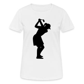 Golferin beim Abschlag - Frauen T-Shirt atmungsaktiv - Weiß - Vorne - AI Model Female 172 dark (172cm)