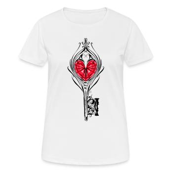La clé du cœur - T-shirt respirant Femme - blanc - Devant - AI Model Female 172 dark (172cm)