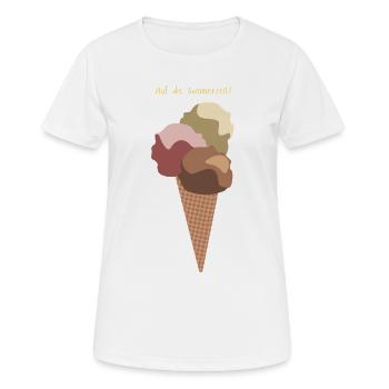 Auf die Sommerzeit Eiswaffel - Frauen T-Shirt atmungsaktiv - Weiß - Vorne - AI Model Female 172 dark (172cm)