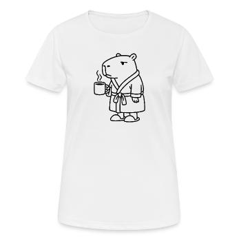 Capybara en robe de chambre Café - T-shirt respirant Femme - blanc - Devant - AI Model Female 172 dark (172cm)