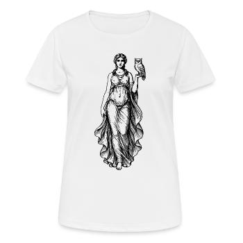 Déesse grecque magnifique avec un oiseau chouette sur le bras - T-shirt respirant Femme - blanc - Devant - AI Model Female 172 dark (172cm)