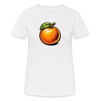Comic Orange – Fruity Illustration Design 🍊 - Women's Breathable T-Shirt - white - Front - AI Model Female 172 dark (172cm)