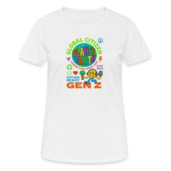 Global Citizen Planet Earth Gen Z - Frauen T-Shirt atmungsaktiv - Weiß - Vorne - AI Model Female 172 dark (172cm)