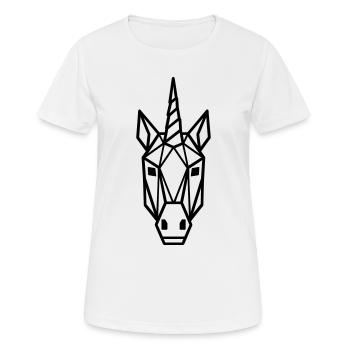 Art géométrique de la ligne de limine licorne (noir) - T-shirt respirant Femme - blanc - Devant - AI Model Female 172 dark (172cm)