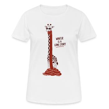 Wintergiraffe: Rothals - Frauen T-Shirt atmungsaktiv - Weiß - Vorne - AI Model Female 172 dark (172cm)