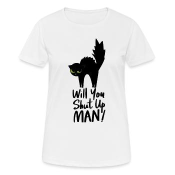 Night cat face with green eyes - Women's Breathable T-Shirt - white - Front - AI Model Female 172 dark (172cm)