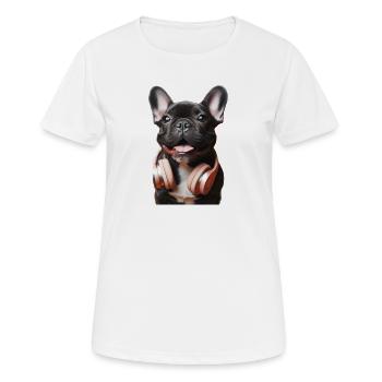 French bulldog with headphones - Women's Breathable T-Shirt - white - Front - AI Model Female 172 dark (172cm)