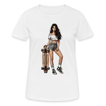 Longboard - Frauen T-Shirt atmungsaktiv - Weiß - Vorne - AI Model Female 172 dark (172cm)