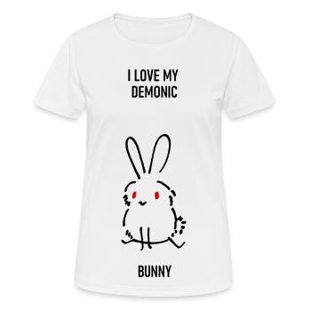 Lustiges, lustiges Bild eines bösen Kaninchens / Kaninchens - Frauen T-Shirt atmungsaktiv - Weiß - Vorne - AI Model Female 172 dark (172cm)