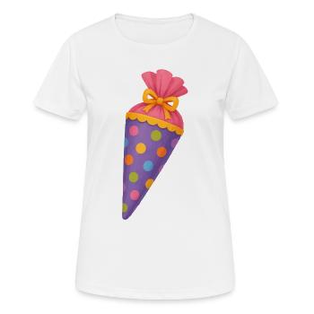 Cône coloré pour l’école le premier jour d’école - T-shirt respirant Femme - blanc - Devant - AI Model Female 172 dark (172cm)