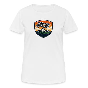 Vintage airplane over mountain landscape - Women's Breathable T-Shirt - white - Front - AI Model Female 172 dark (172cm)