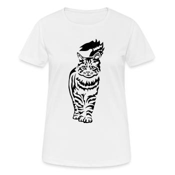 Chat domestique - Chat - T-shirt respirant Femme - blanc - Devant - AI Model Female 172 dark (172cm)