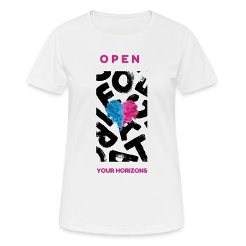 Open your Horizon - Frauen T-Shirt atmungsaktiv - Weiß - Vorne - AI Model Female 172 dark (172cm)