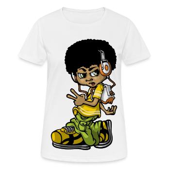 Weinlese-Hip-Hop-b-boy - Frauen T-Shirt atmungsaktiv - Weiß - Vorne - AI Model Female 172 dark (172cm)